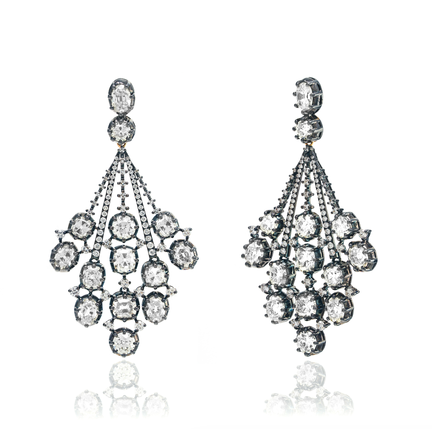 Blackened Diamond Chandelier Earrings
