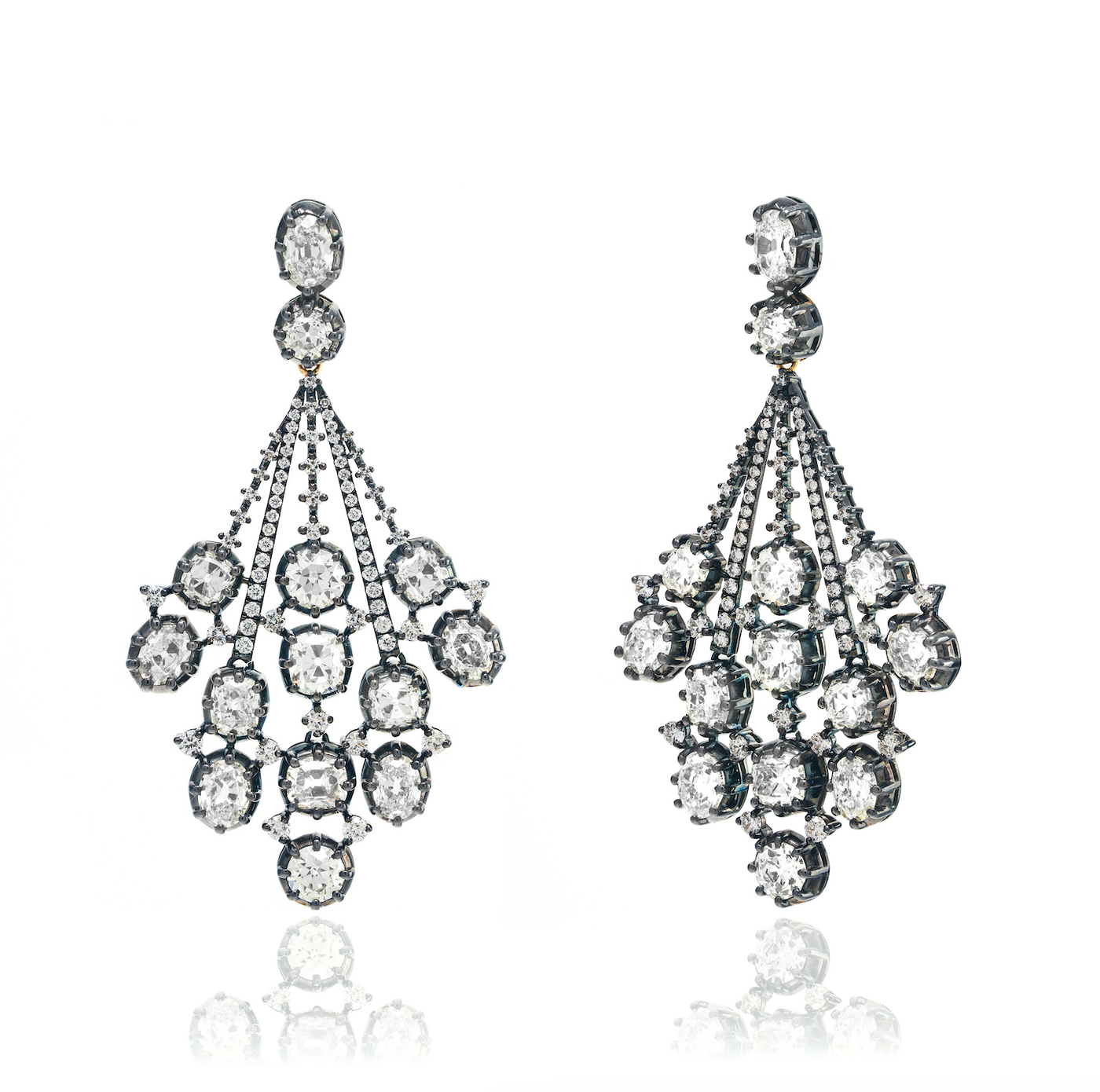 Blackened Diamond Chandelier Earrings