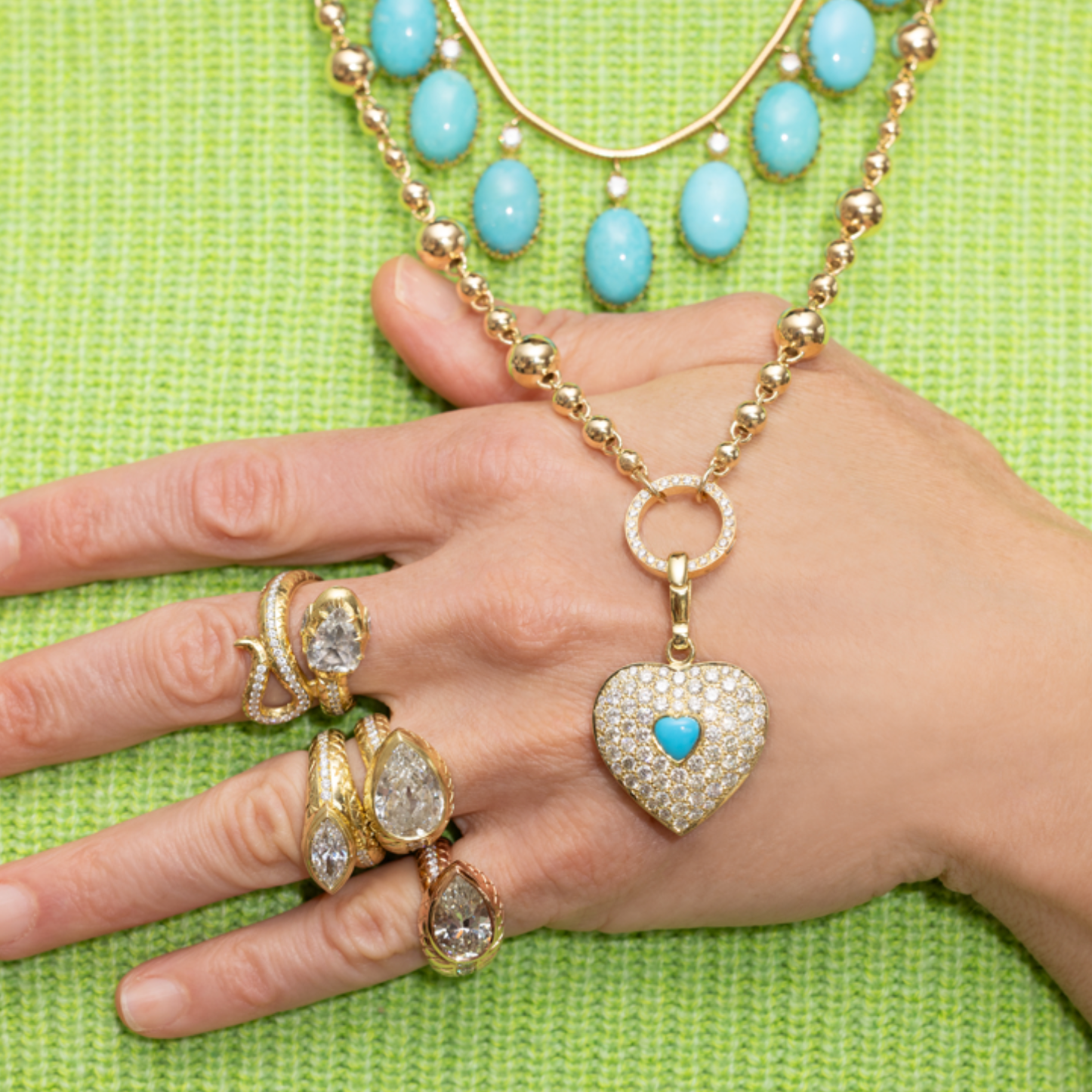 Palm Heart with Turquoise Charm