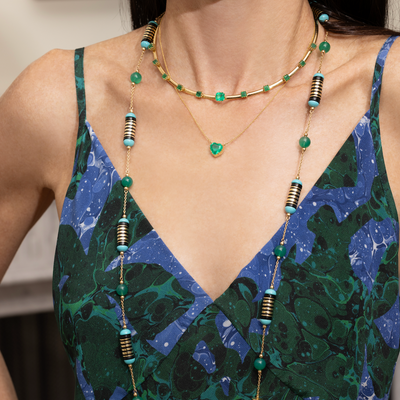 Enamel Multistone Necklace on Chain