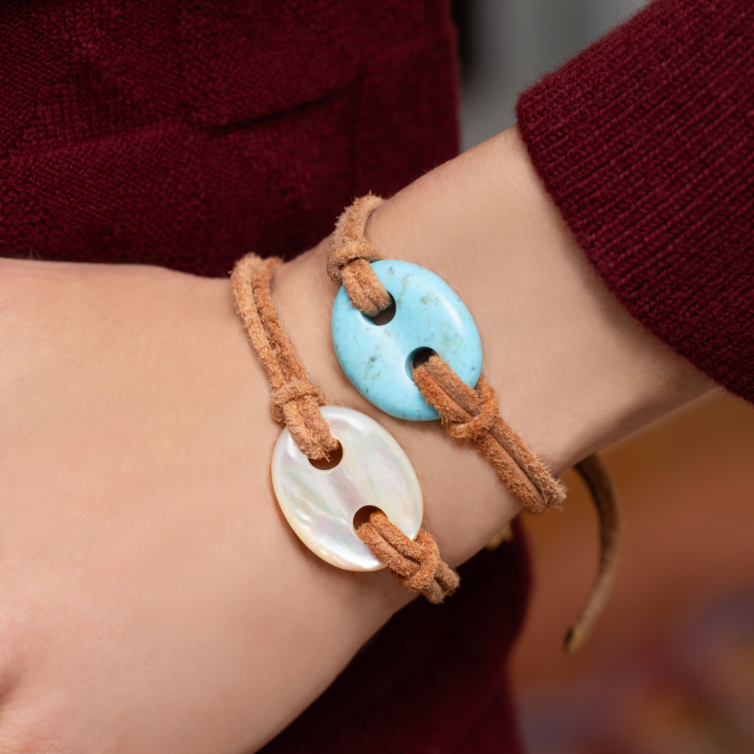 Mariner Link on Leather Bracelet