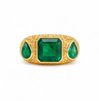 3 Stone Emerald Snake Ring