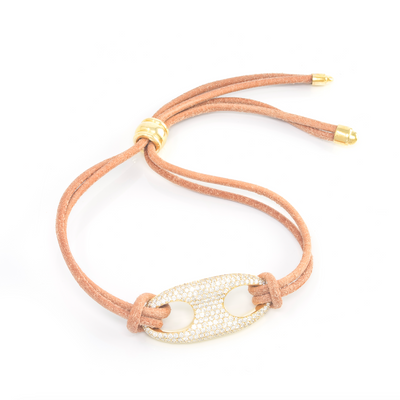 Pave Nautical Link on Leather