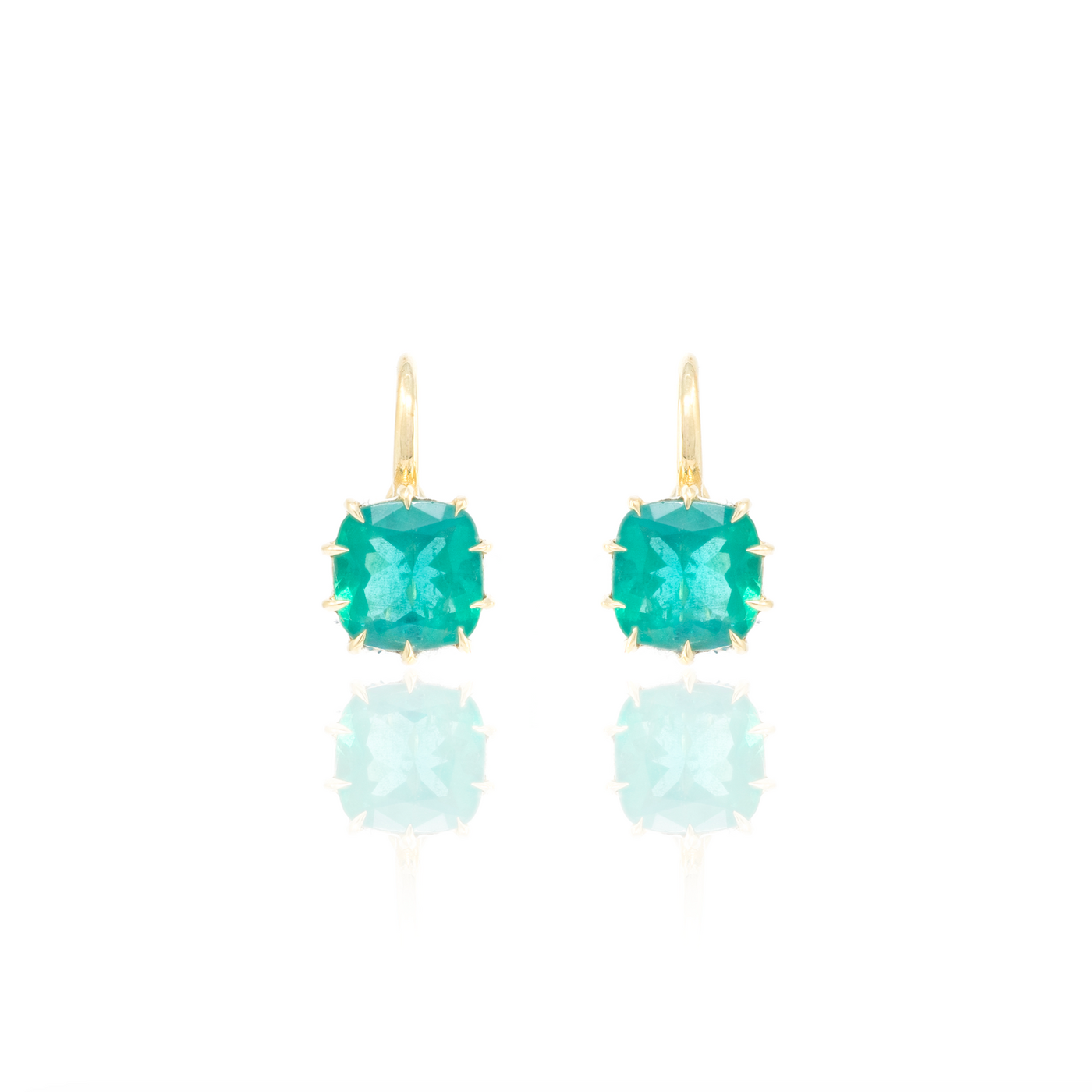 Victorian Cushion Emerald Drop Earrings