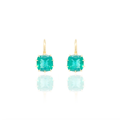 Victorian Cushion Emerald Drop Earrings