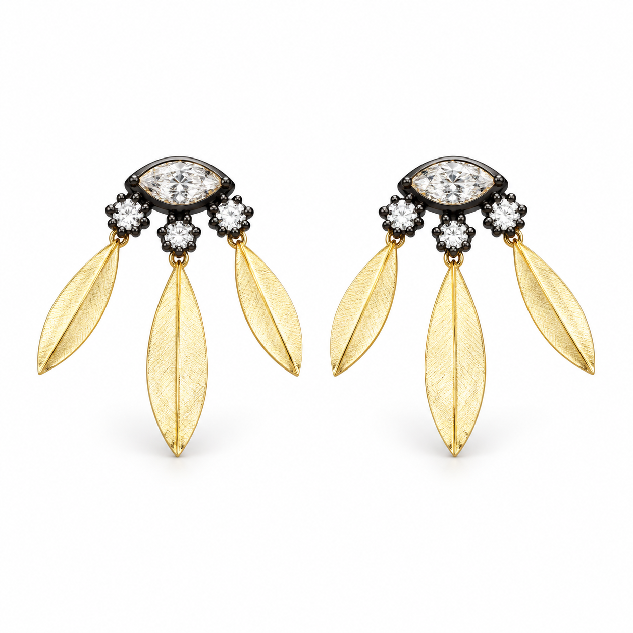 Blackened Diamond Wreath Earrings