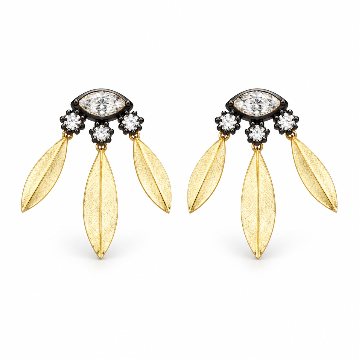 Blackened Diamond Wreath Earrings