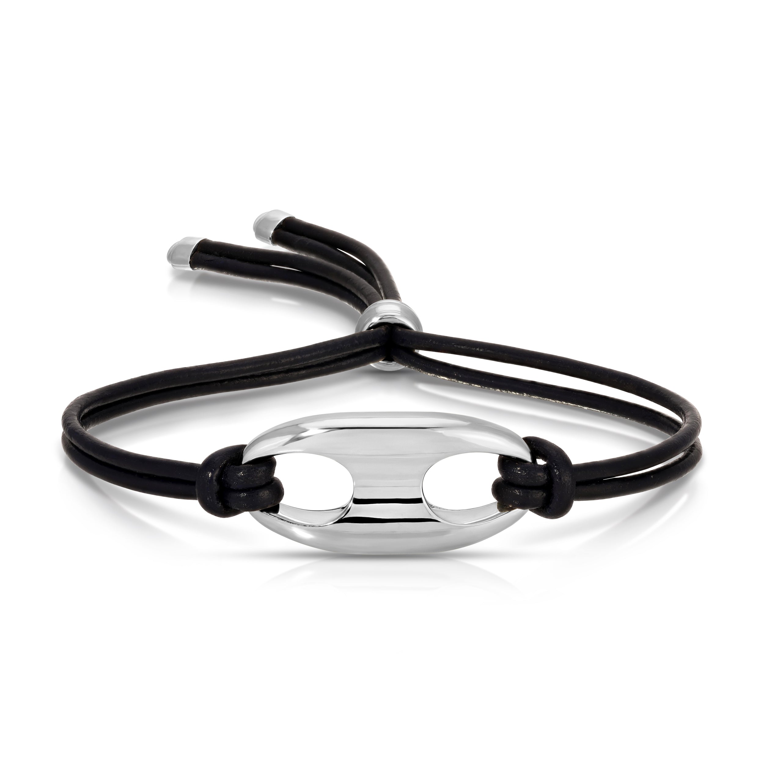 Silver Nautical Link on Leather