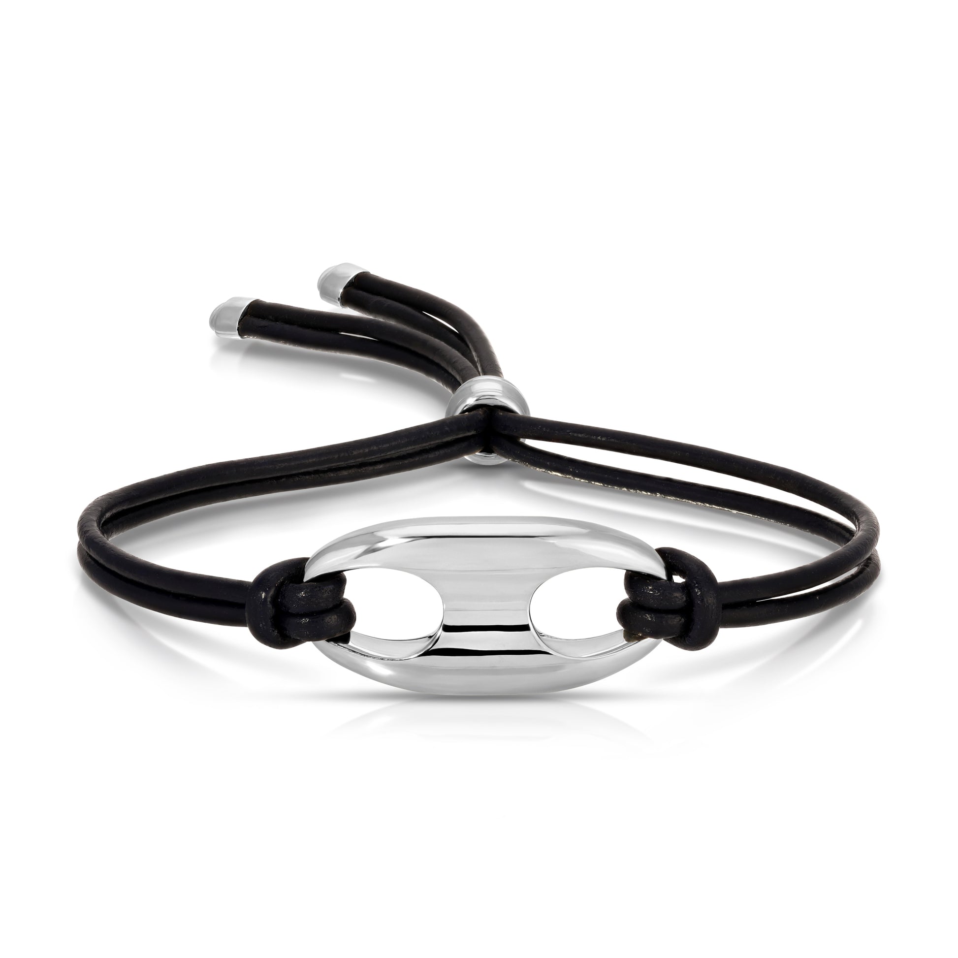 Silver Nautical Link on Leather