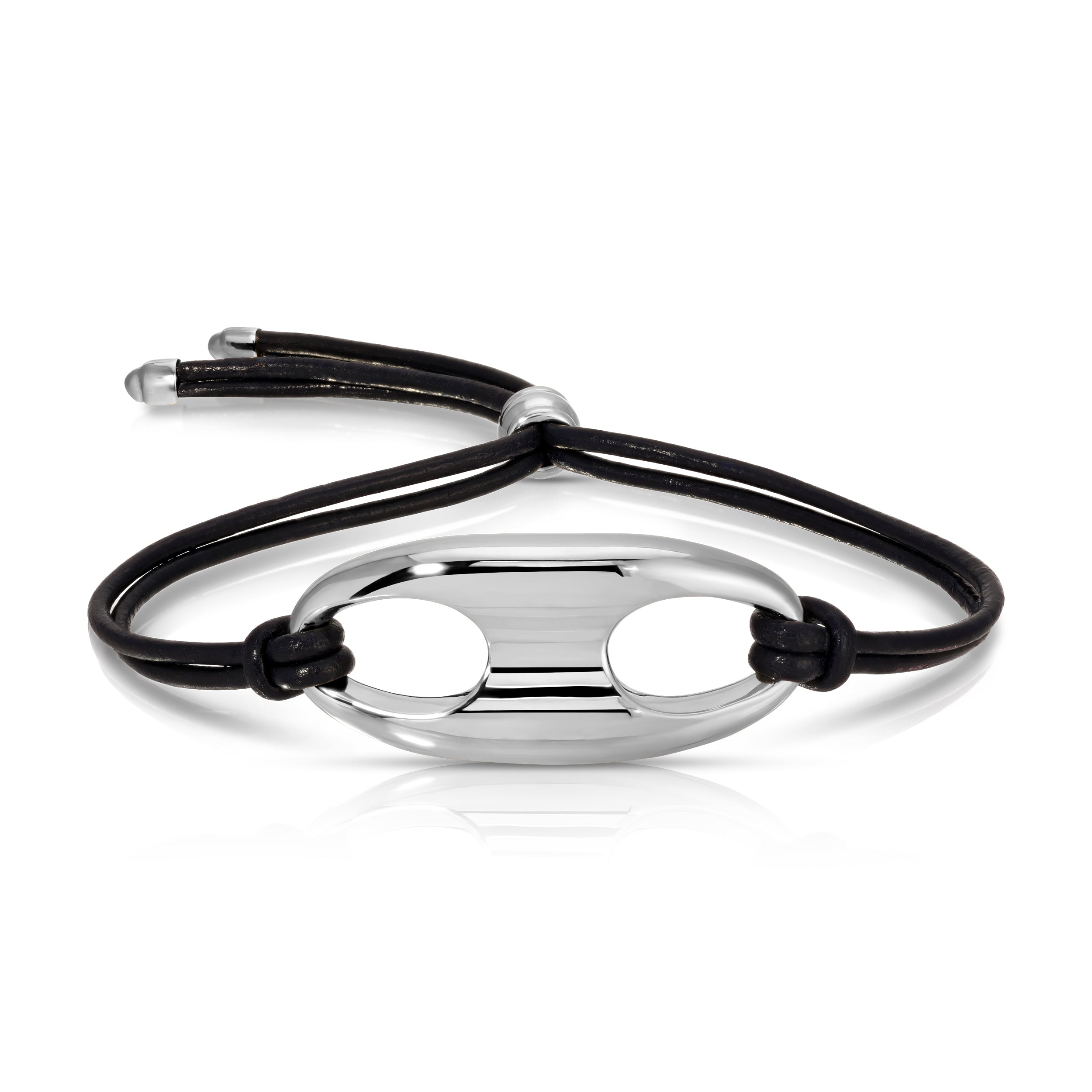 Silver Nautical Link on Leather