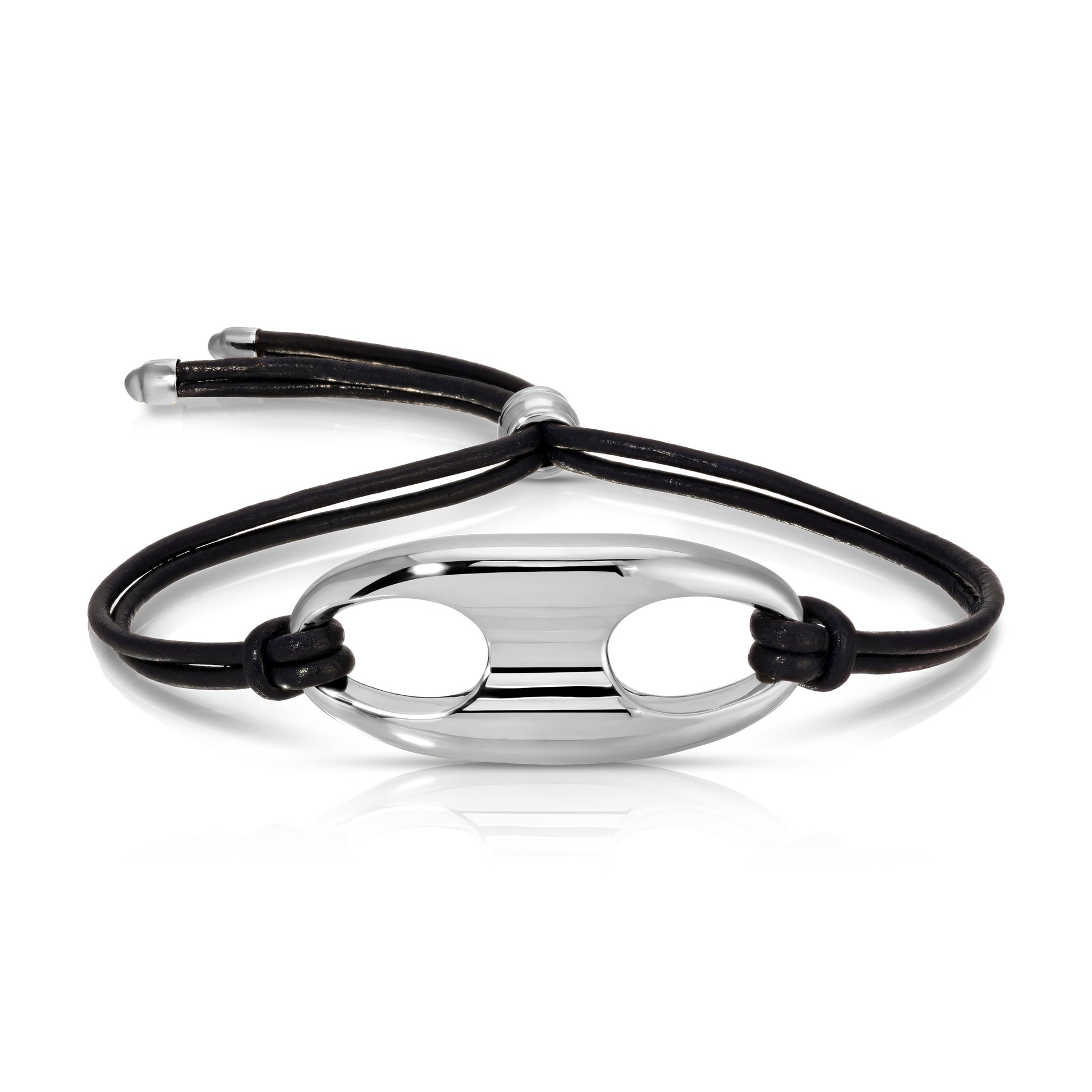 Silver Nautical Link on Leather