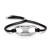 Silver Nautical Link on Leather