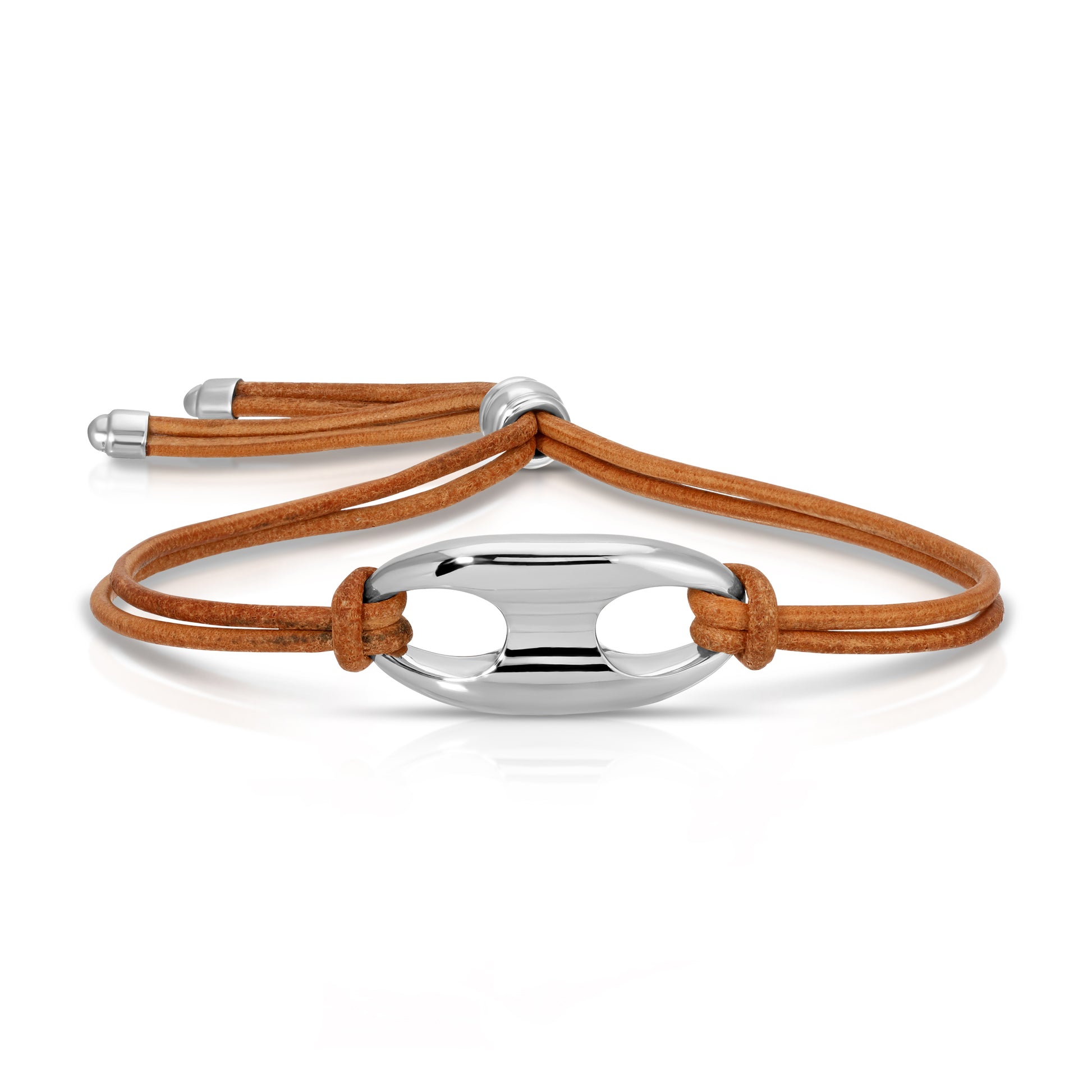 Silver Nautical Link on Leather
