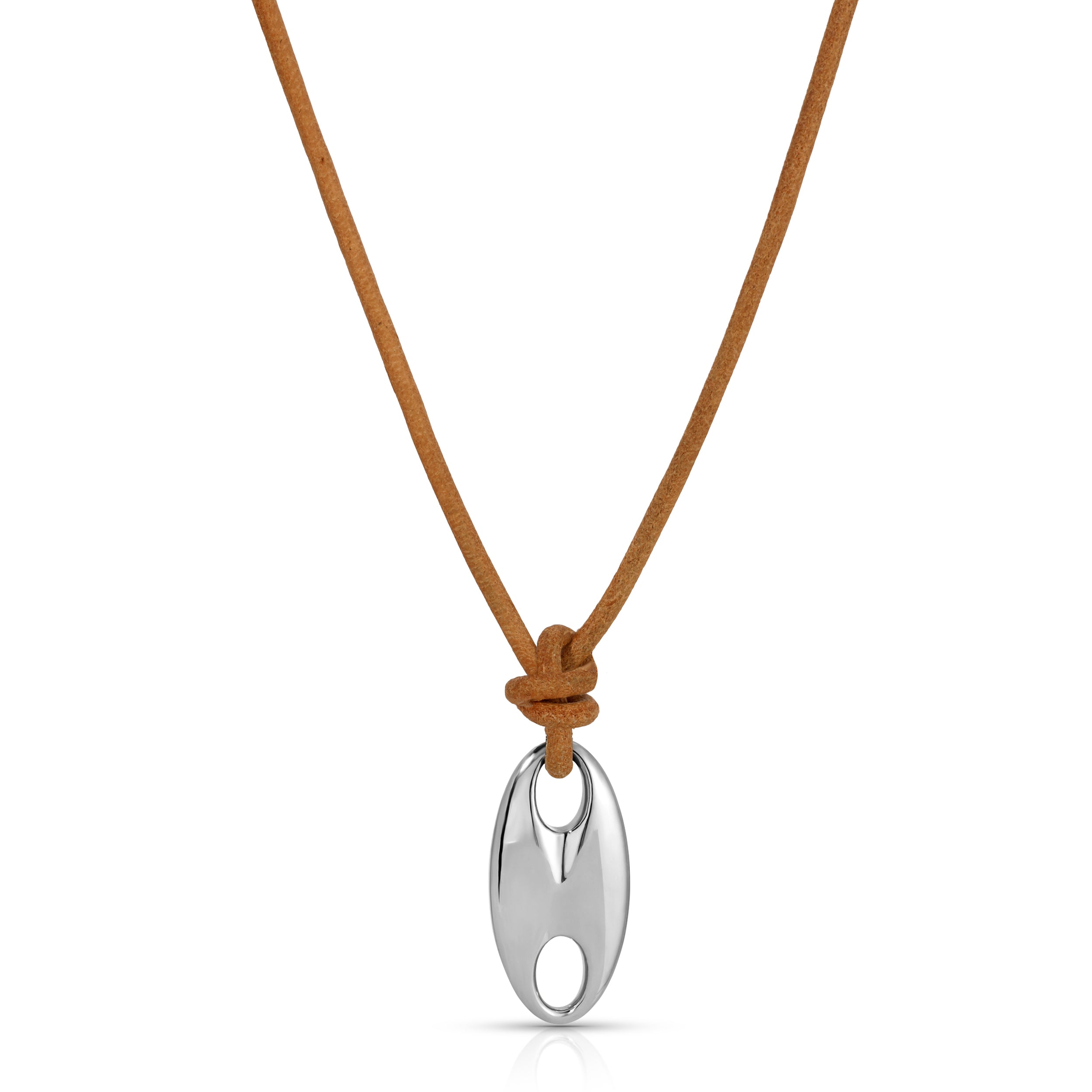 Silver Flat Nautical Link on Leather