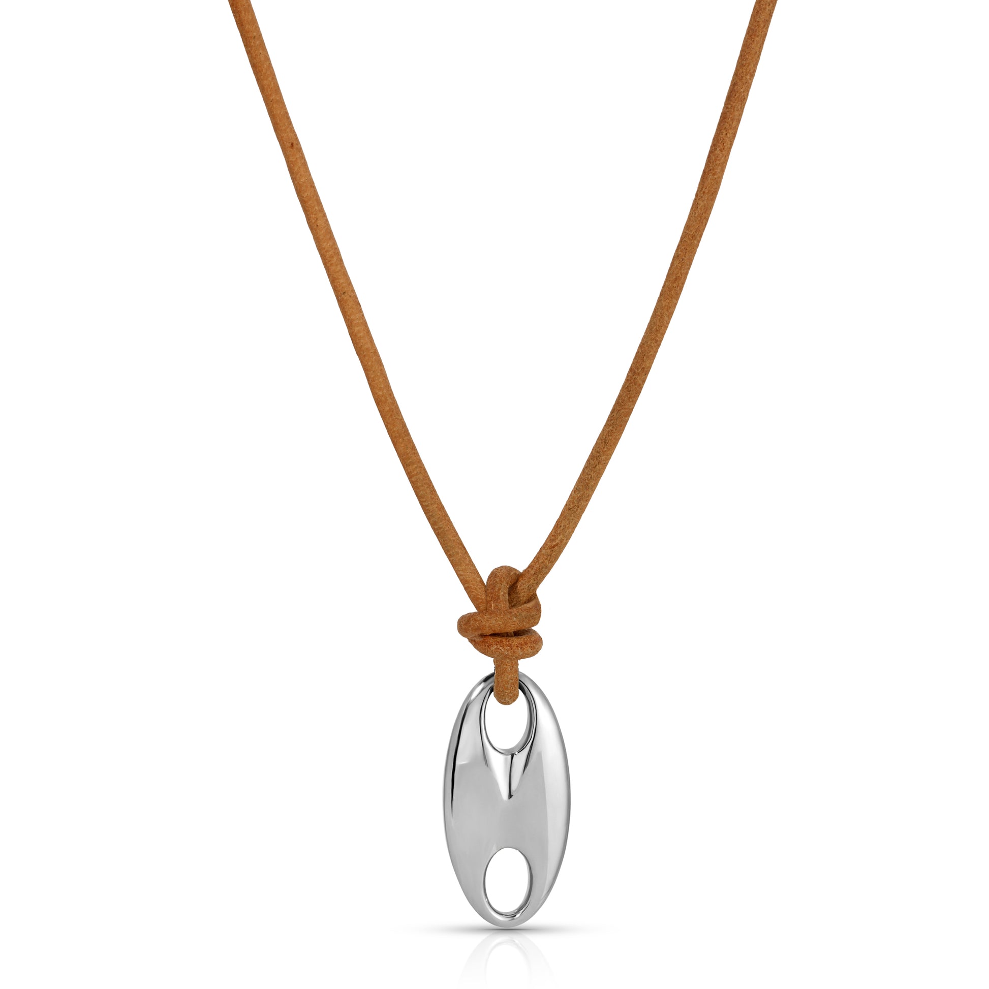 Silver Flat Nautical Link on Leather
