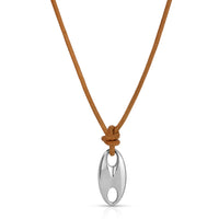 Silver Flat Nautical Link on Leather
