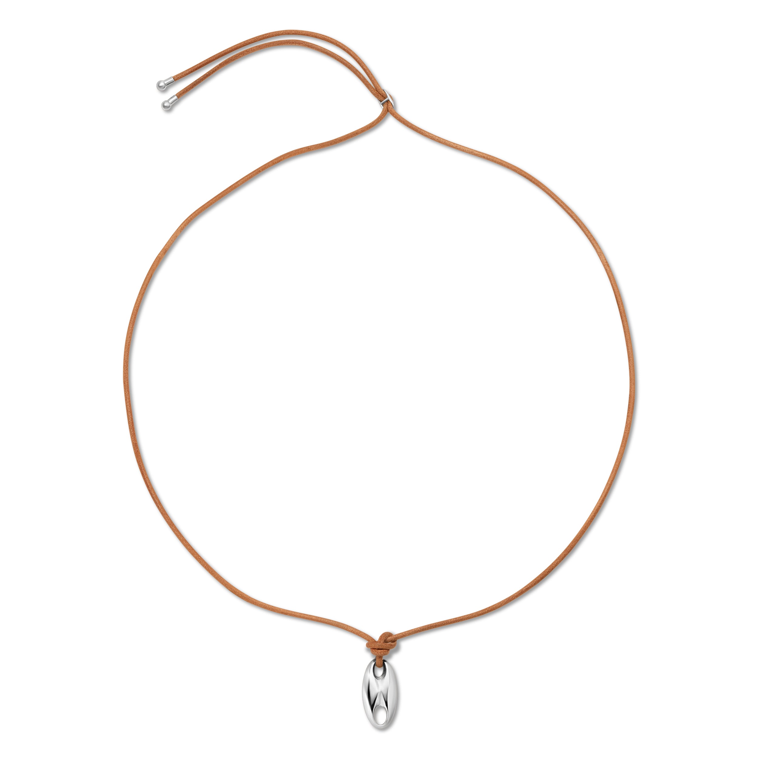 Silver Flat Nautical Link on Leather