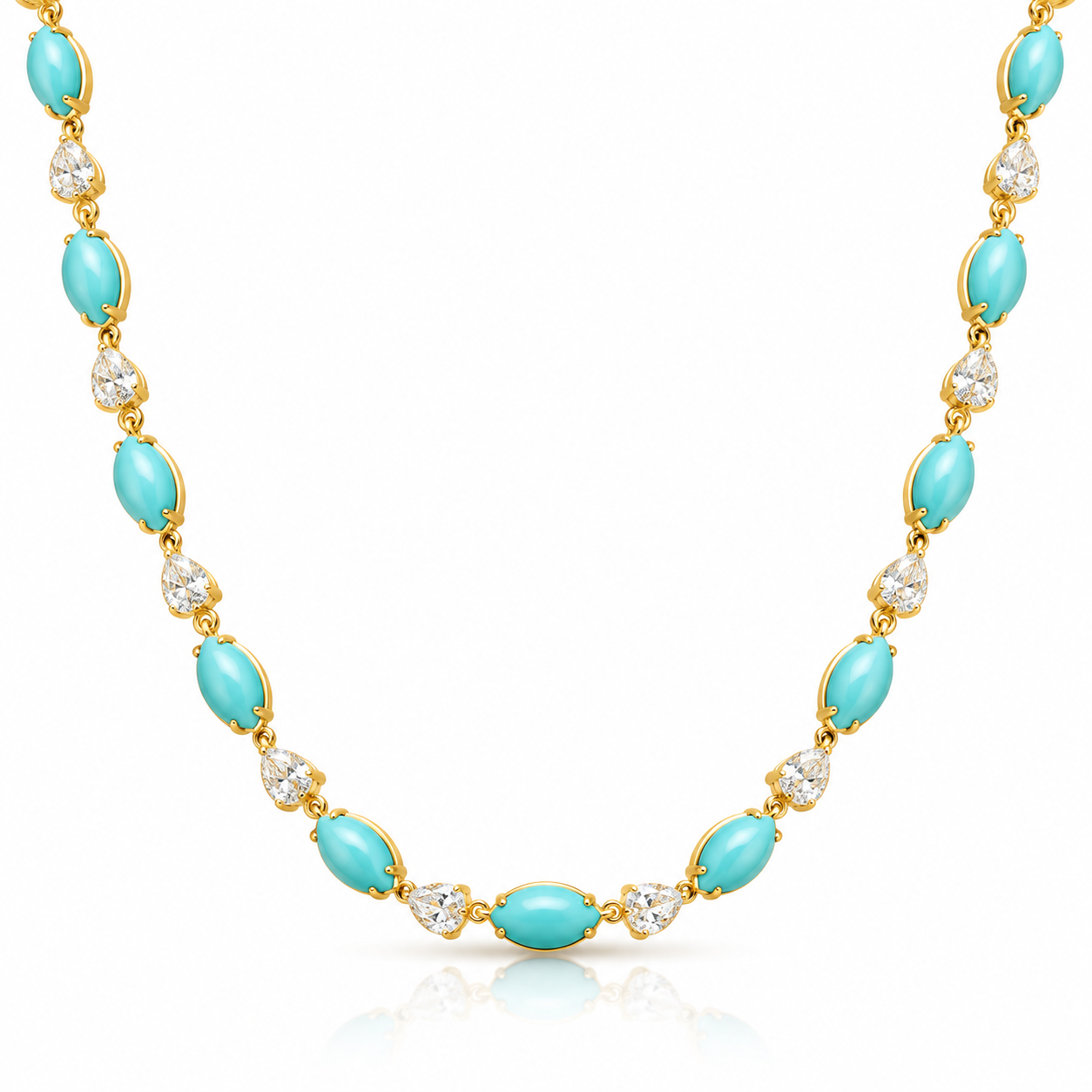 Turquoise and Diamond Riviere Necklace