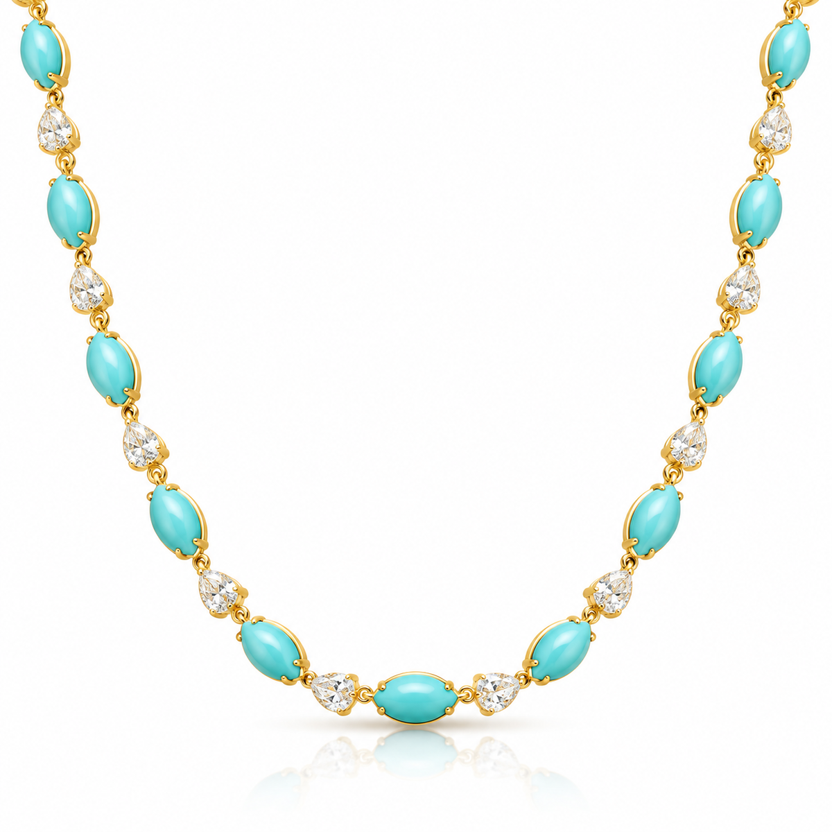 Turquoise and Diamond Riviere Necklace