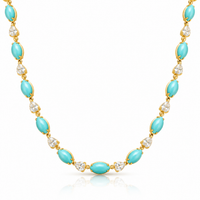 Turquoise and Diamond Riviere Necklace