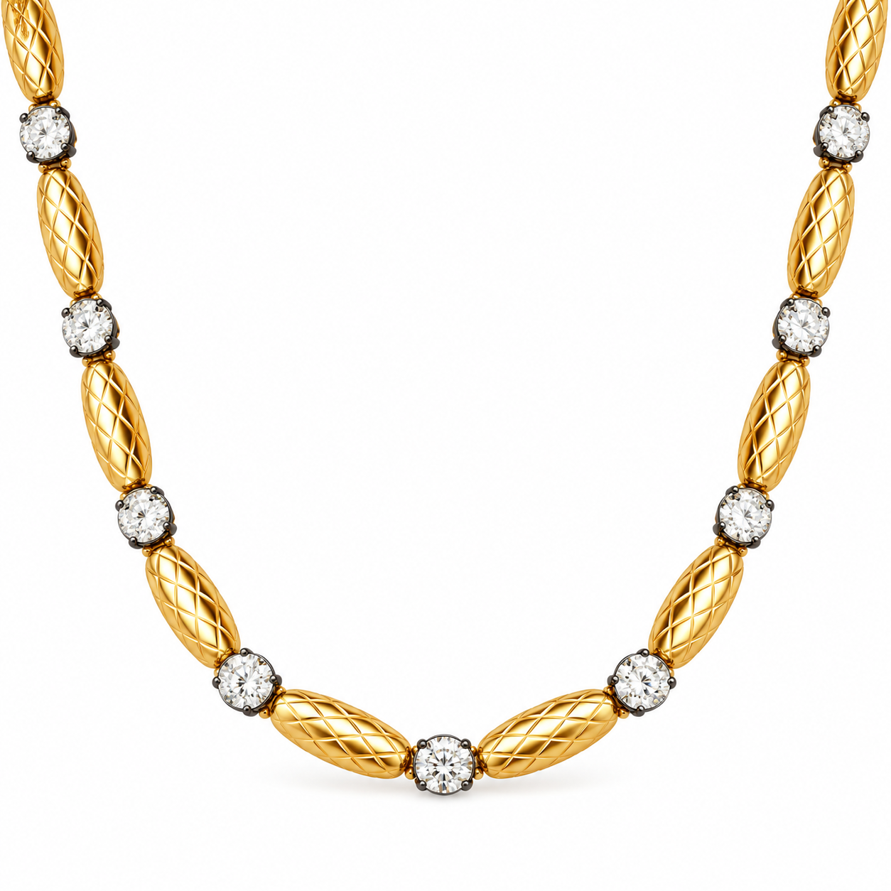 Gold Snake Bead and Diamond Chain