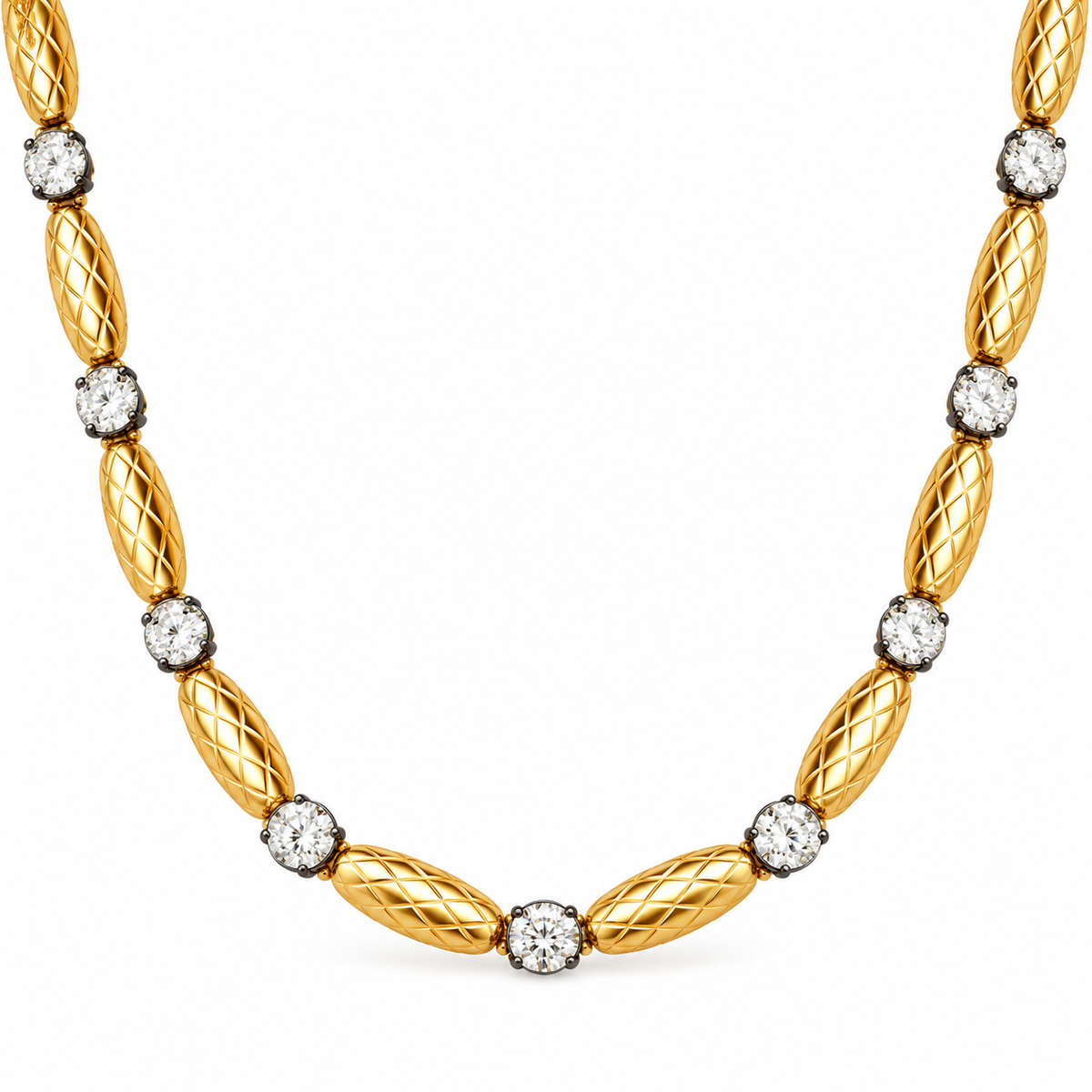 Gold Snake Bead and Diamond Chain
