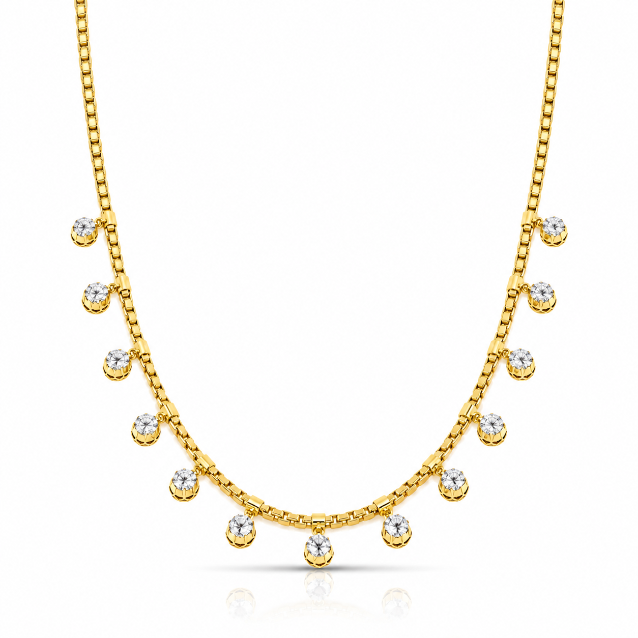 Diamond Box Fringe Necklace