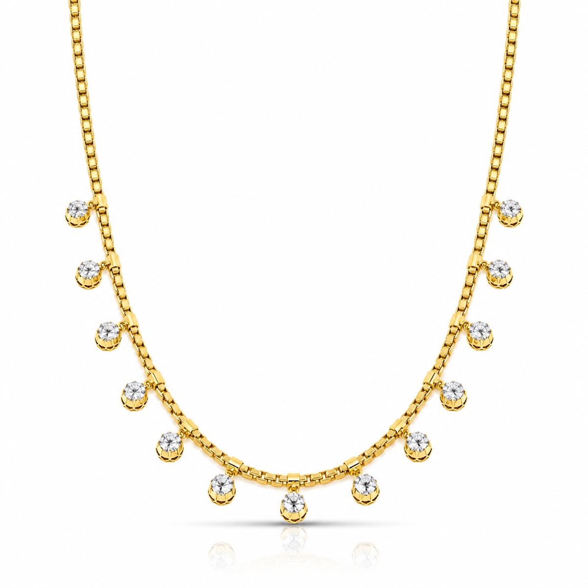 Diamond Box Fringe Necklace