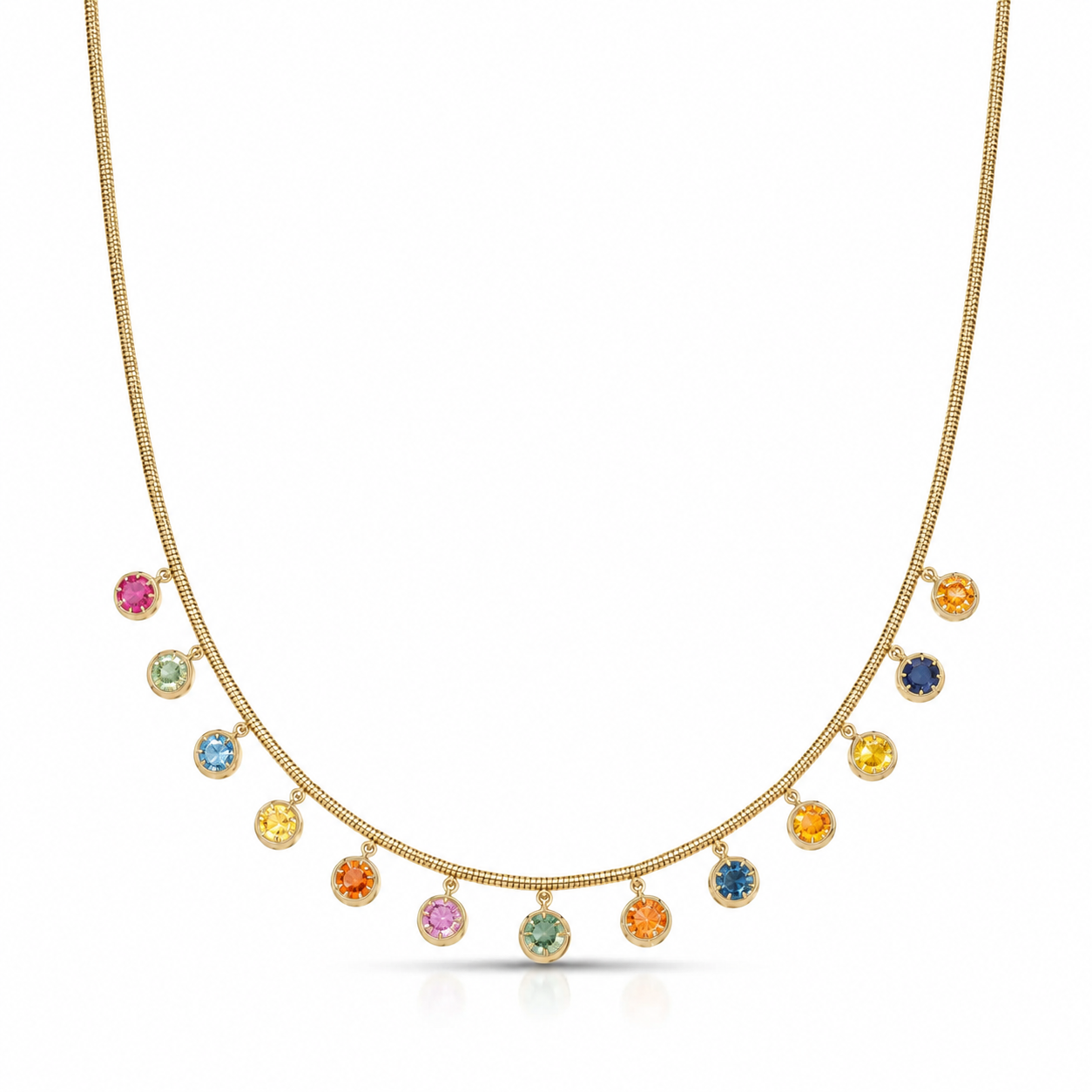 Rainbow Sapphire Fringe Necklace