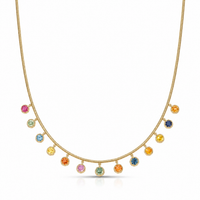 Rainbow Sapphire Fringe Necklace