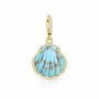 Carved Stone Shell In Diamond Frame Charm