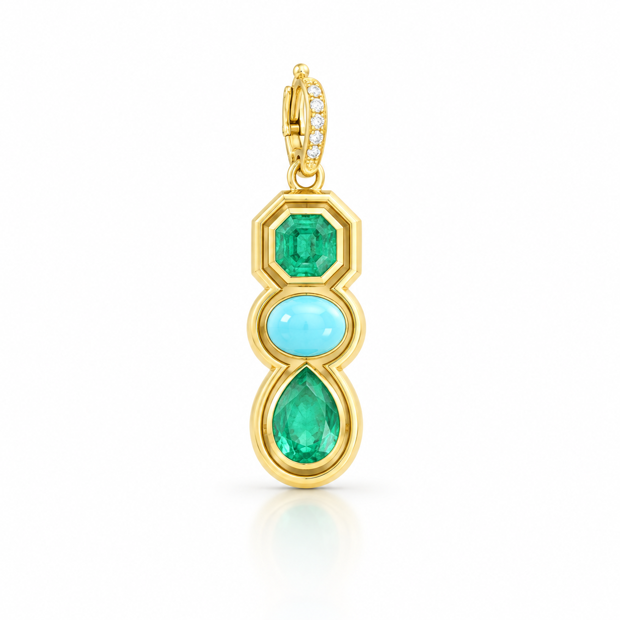 Emerald and Turquoise Morse Code Shadow Charm