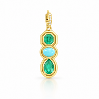 Emerald and Turquoise Morse Code Shadow Charm