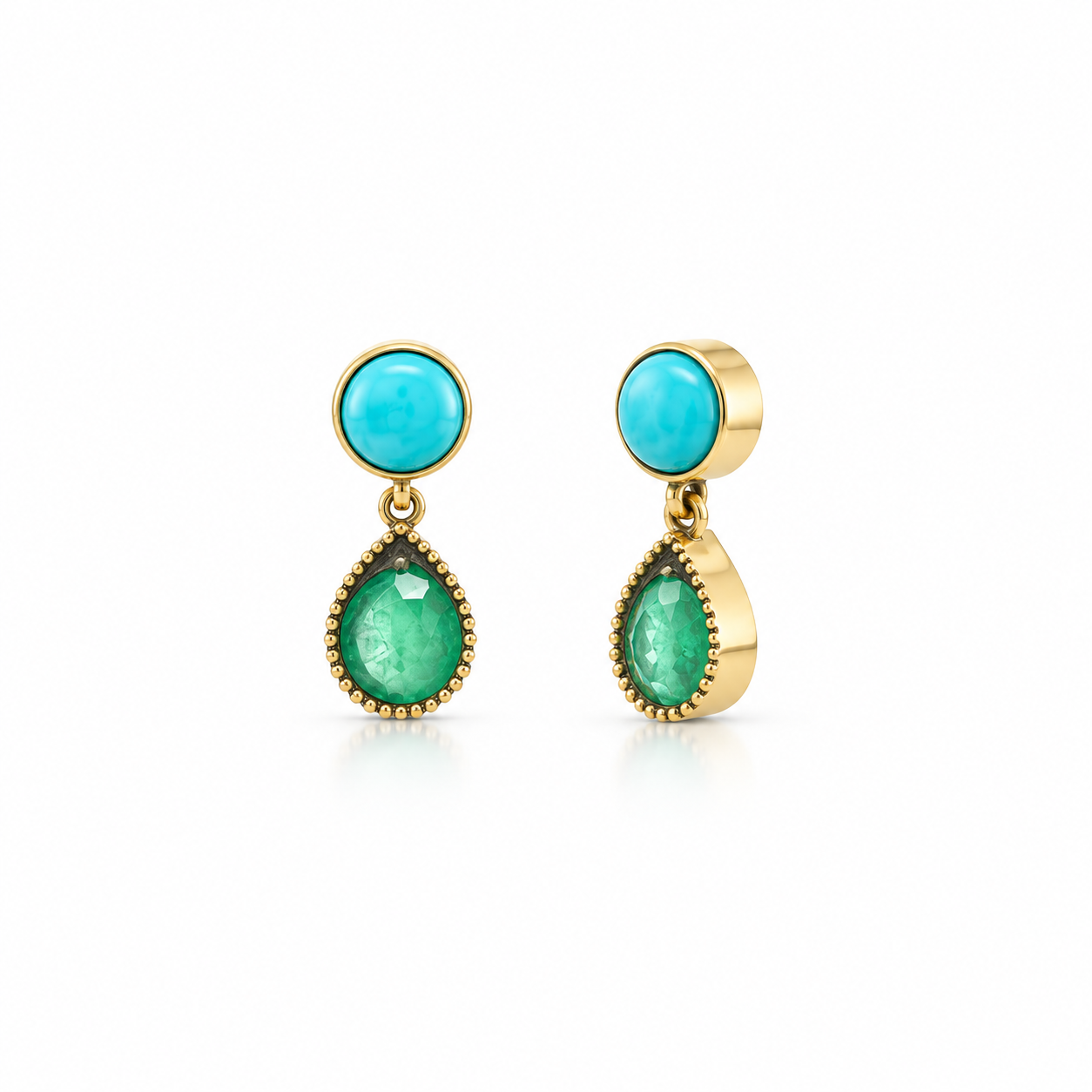 Turquoise and Emerald Drop Earrings