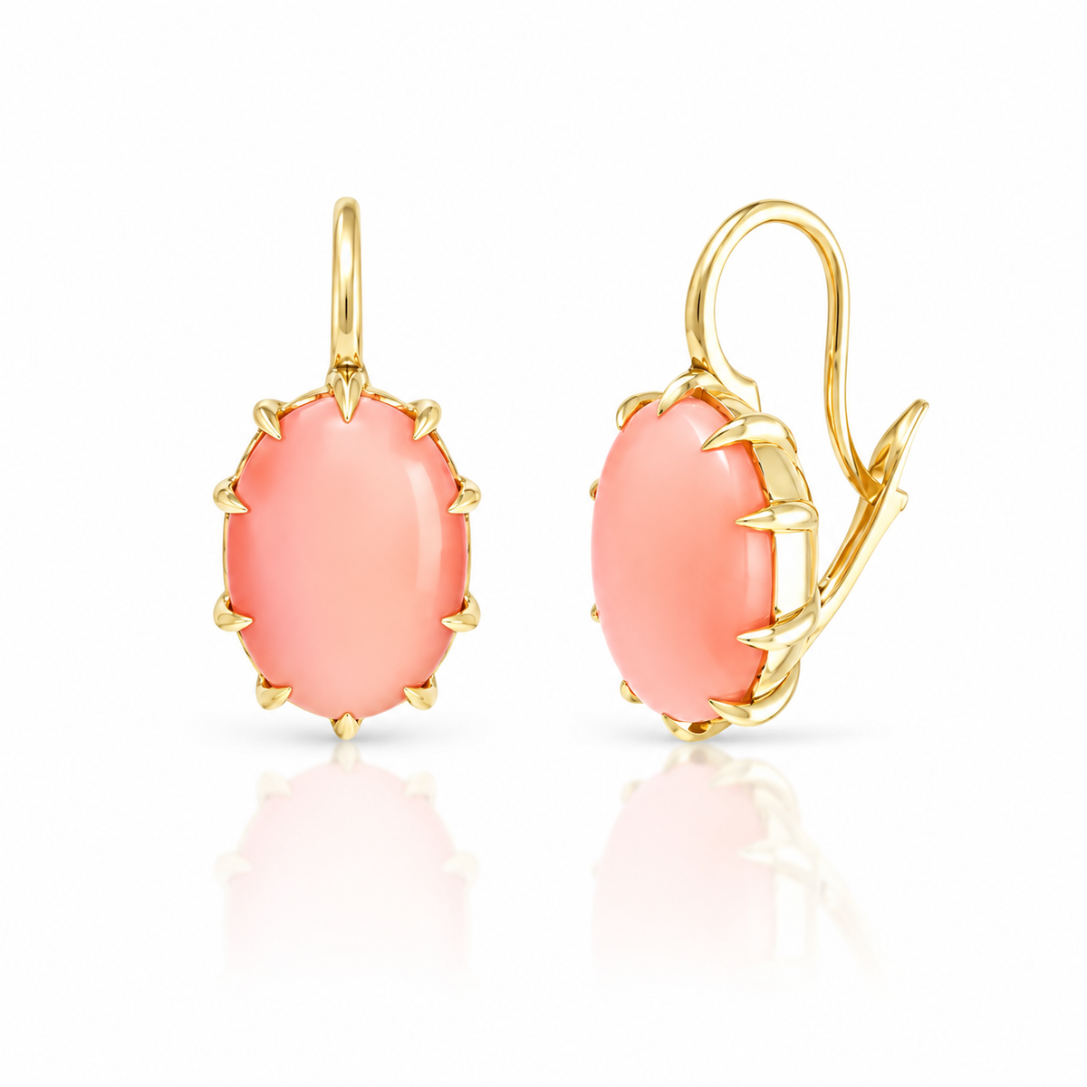 Victorian Oval Coral Drop Earrings