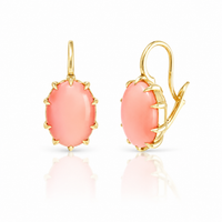 Victorian Oval Coral Drop Earrings