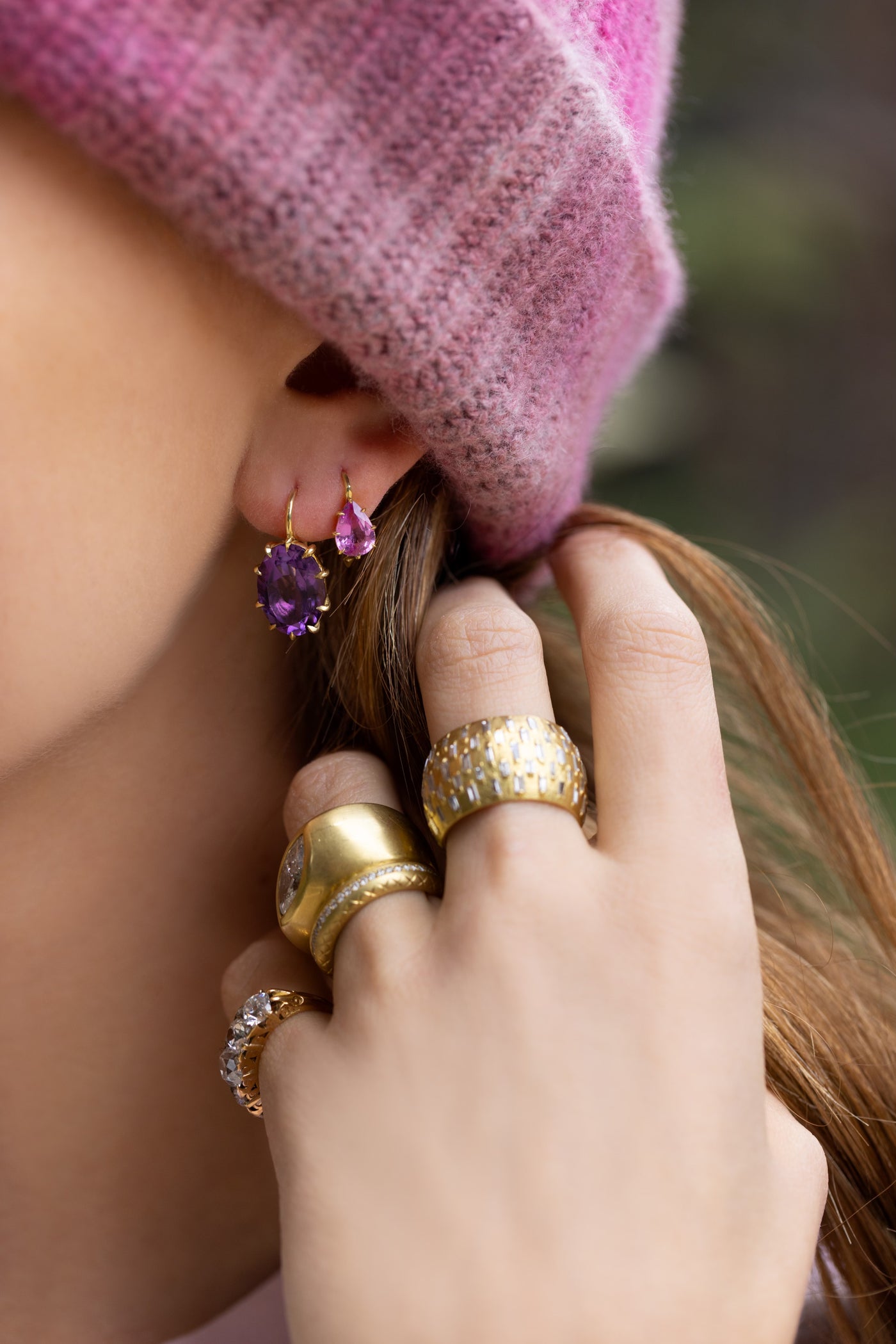 Victorian Pear Shaped Pink Sapphire Drop Earrings