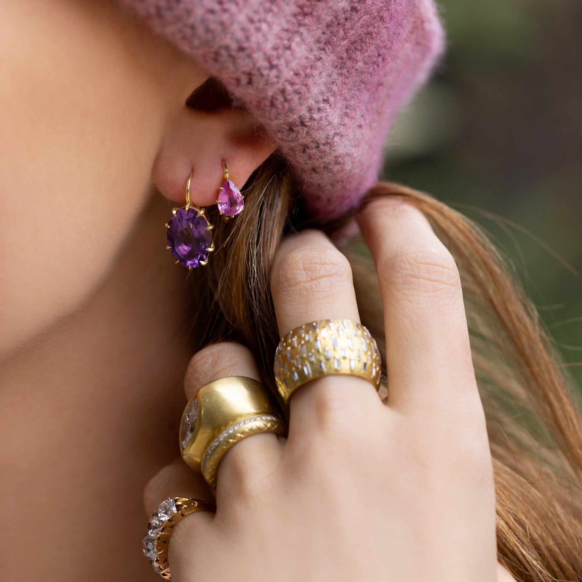 Victorian Oval Amethyst Drop Earrings