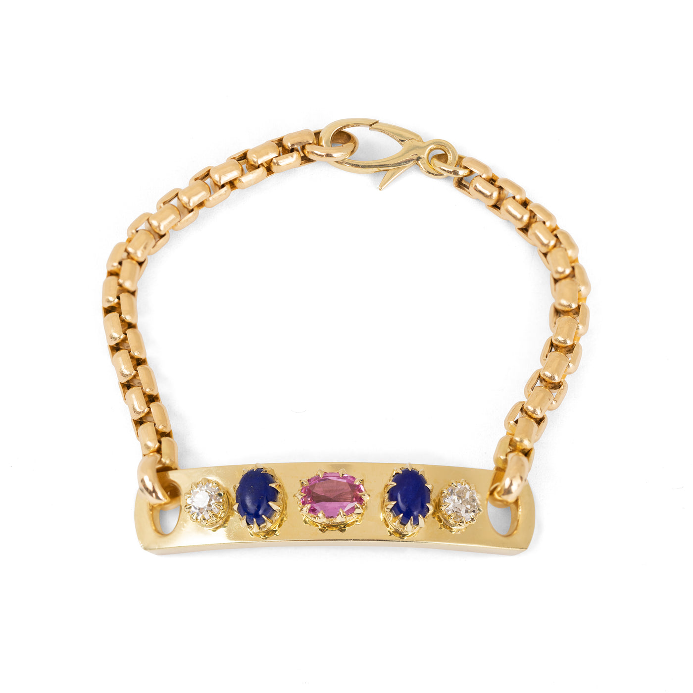 Diamond, Pink Sapphire, Lapis Morse Code Bracelet