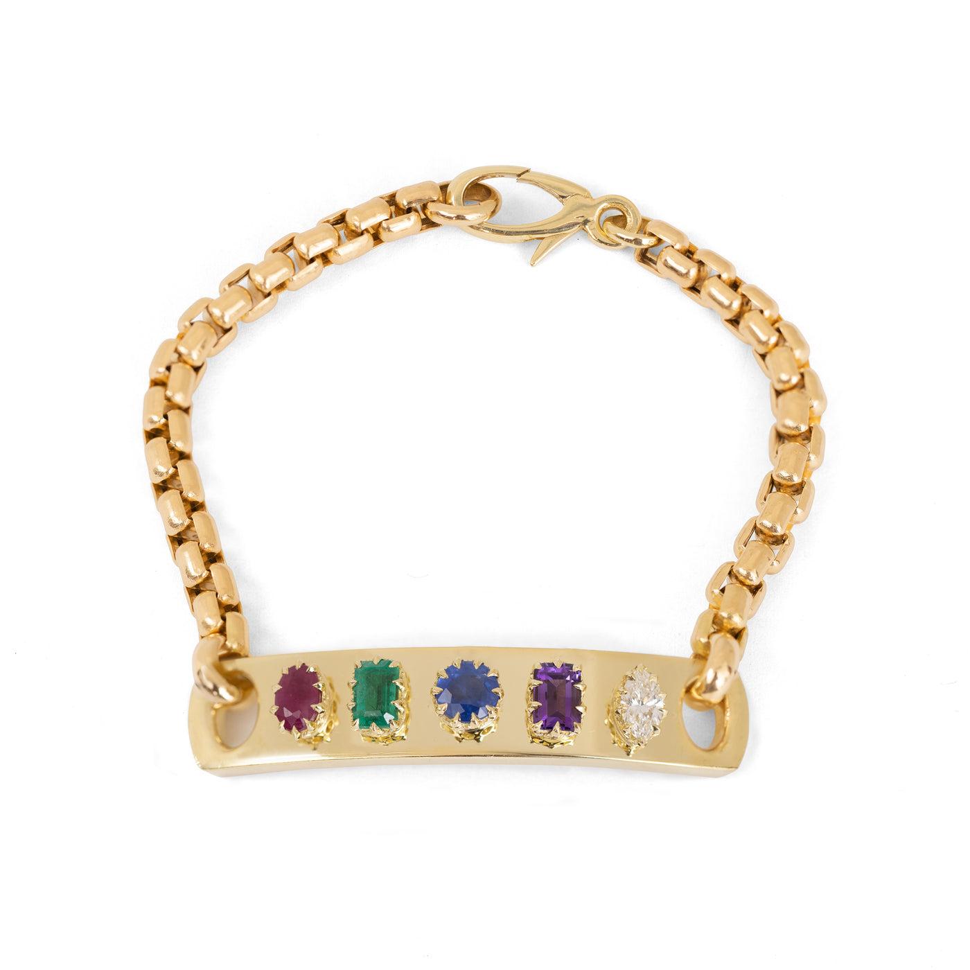 Diamond Amethyst Emerald Sapphire Ruby Morse Code Bracelet