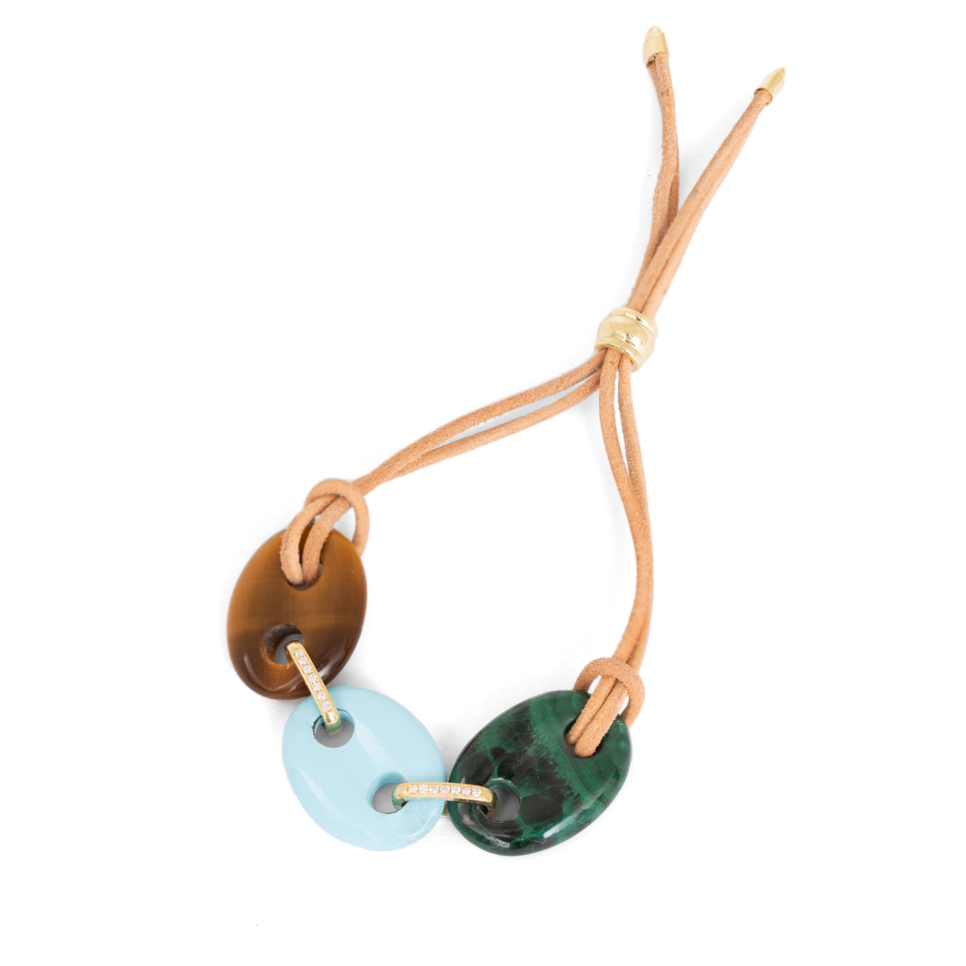 Three Stone Mariner Bracelet on Leather