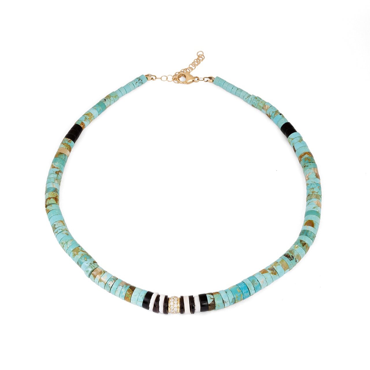 Turquoise and Mixed Heishi Bead Necklace