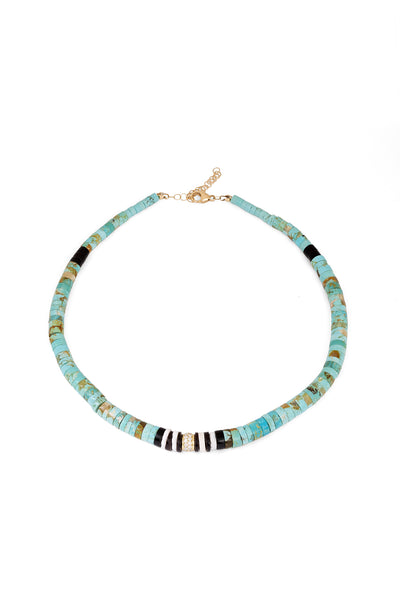 Turquoise and Mixed Heishi Bead Necklace