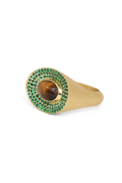 Eyecon Emerald and Tiger's Eye Ring
