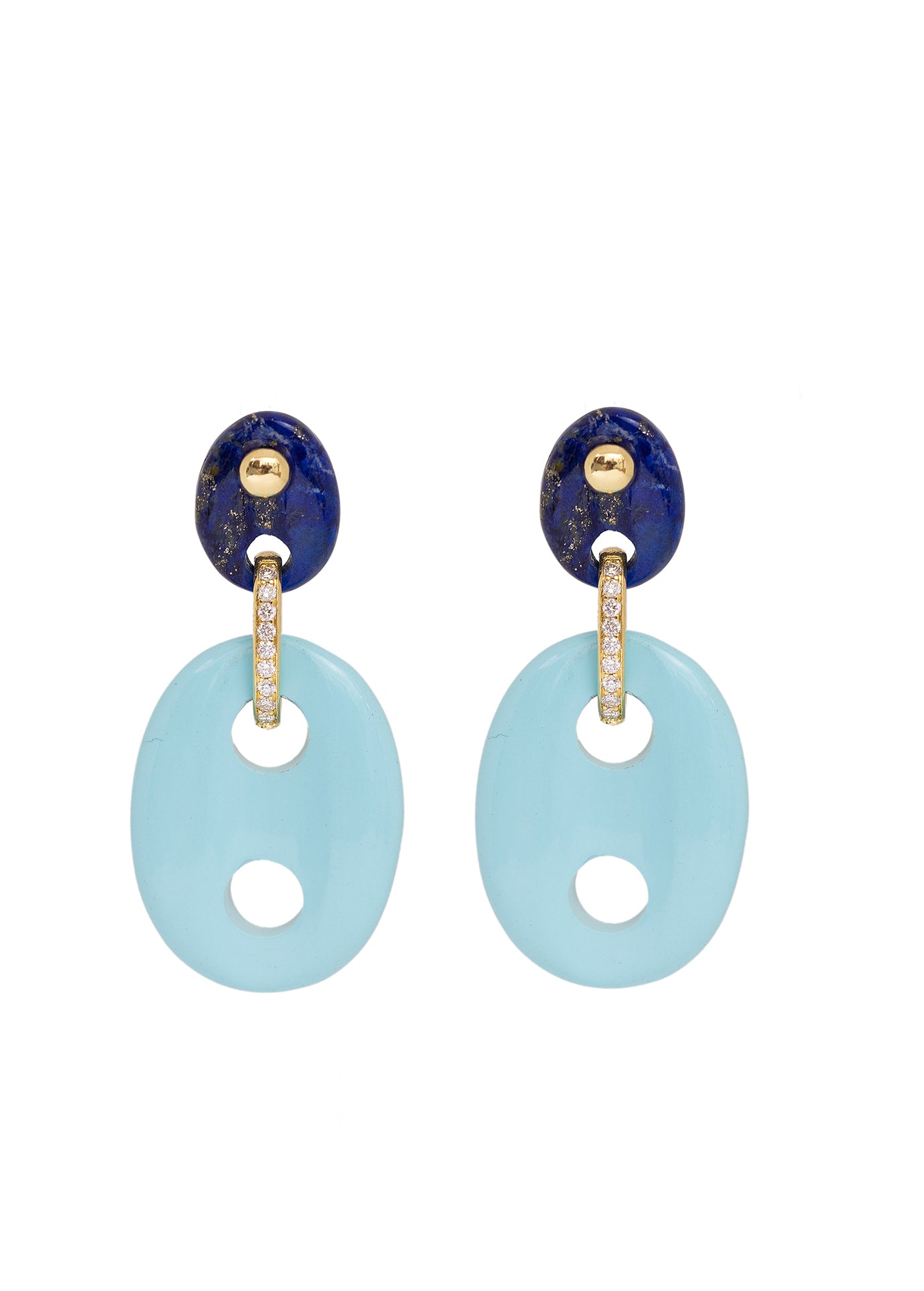 Mariner Link Earrings in Turquoise and Lapis