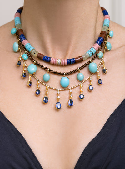 Turquoise Silk Cord Necklace