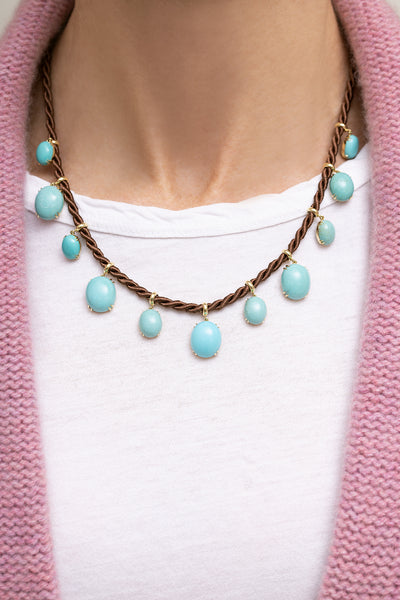 Turquoise Silk Chord Necklace