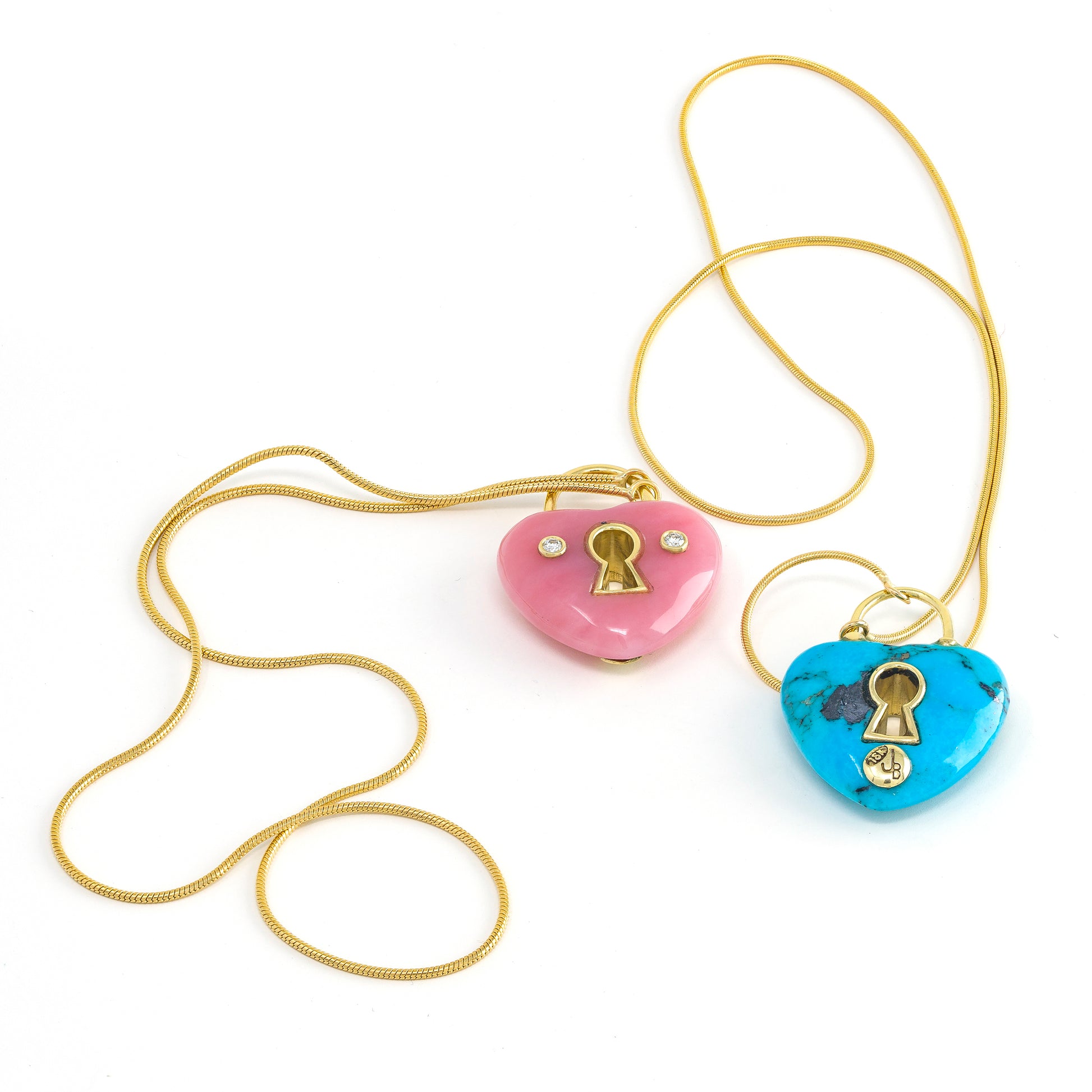 Stone Padlock Heart Charm