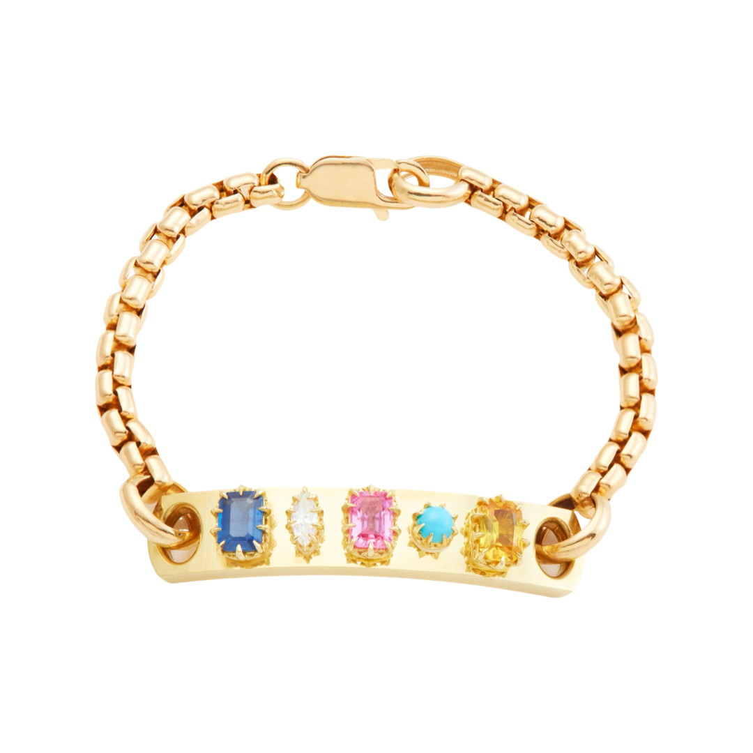 Pink Sapphire Mixed Stone Morse Code Bracelet