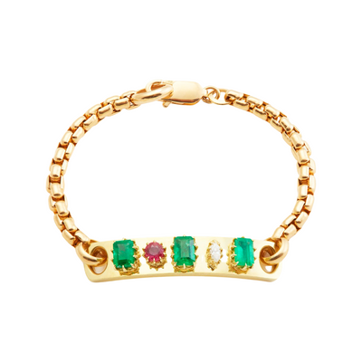 Emerald, Diamond & Ruby Morse Code Bracelet